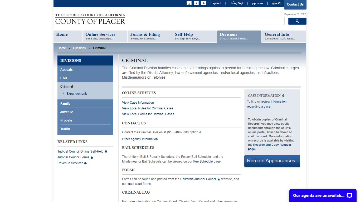 Criminal Division | Superior Court of California - County of Placer
